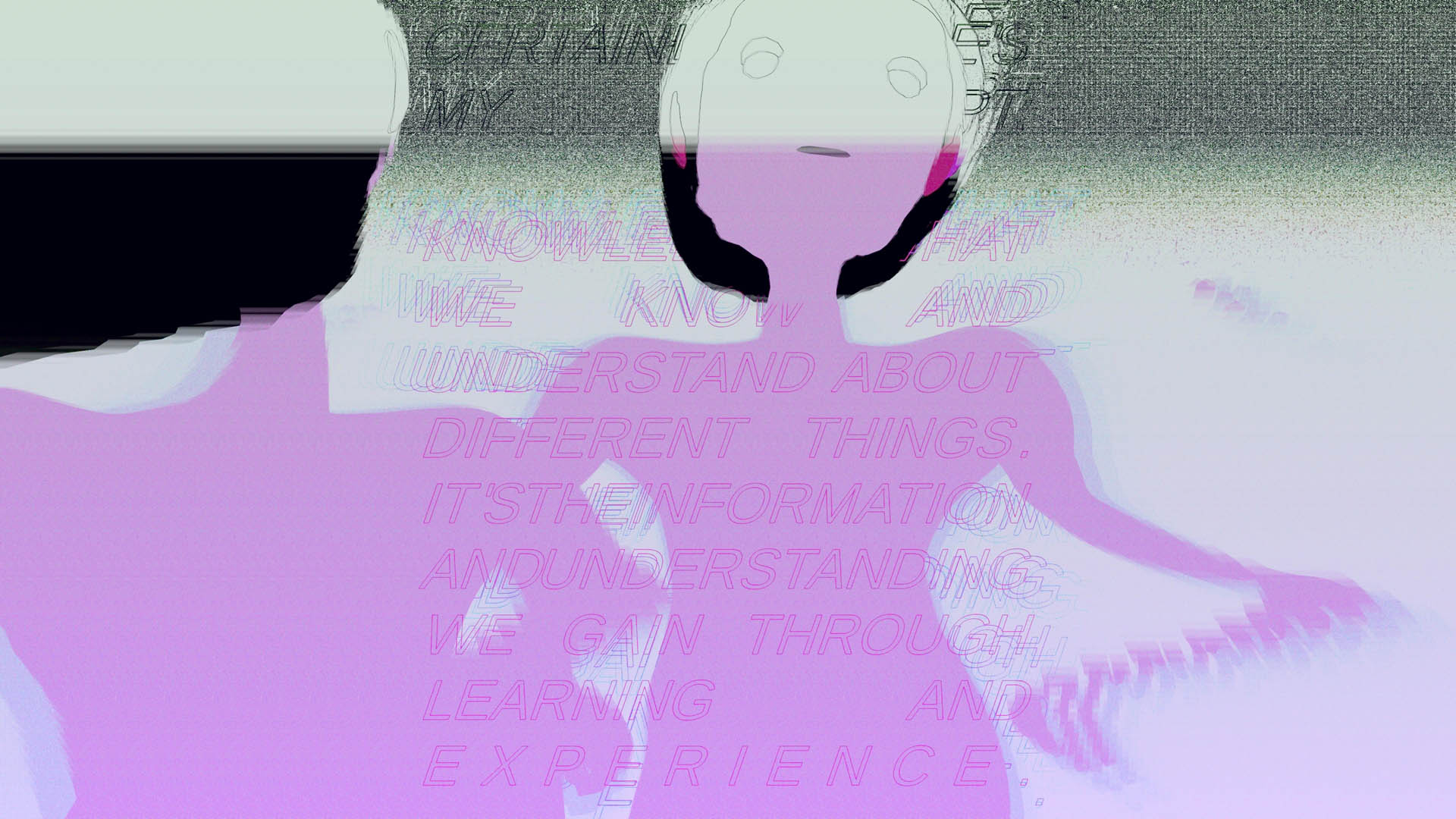 SUPERPROMPT still showing a virtual meeting between the artist and a generated avatar in a softly lit digital room.