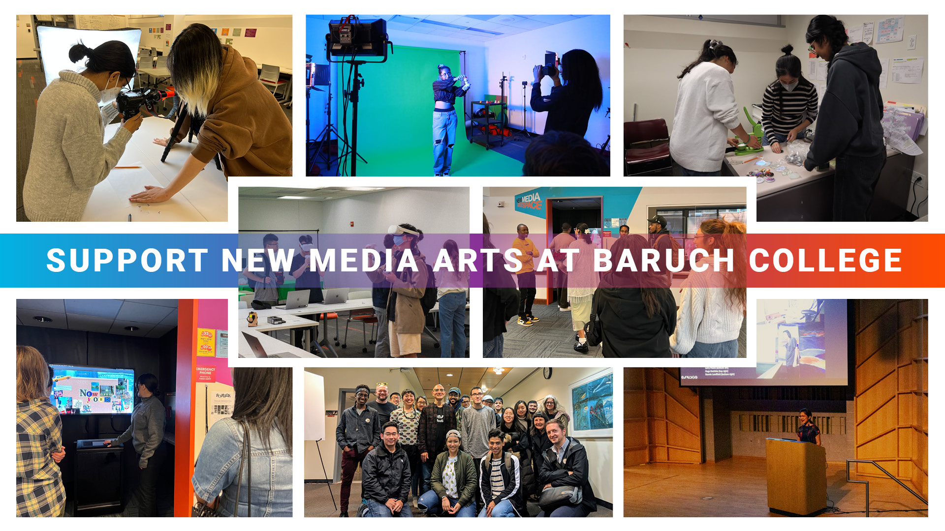 Collage of photos from New Media Artspace events